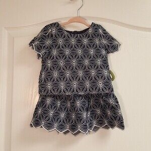 Oshkosh Navy White Geometric Skirt and Top Set